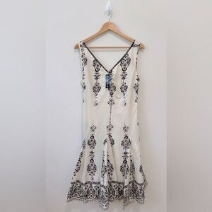 Chaudry KC Anthropologie Dress Womens Large Ivory Lace V neck Sleeveless New